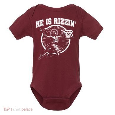 Easter He Is Rizzin Jesus Basketball Baby Bodysuit
