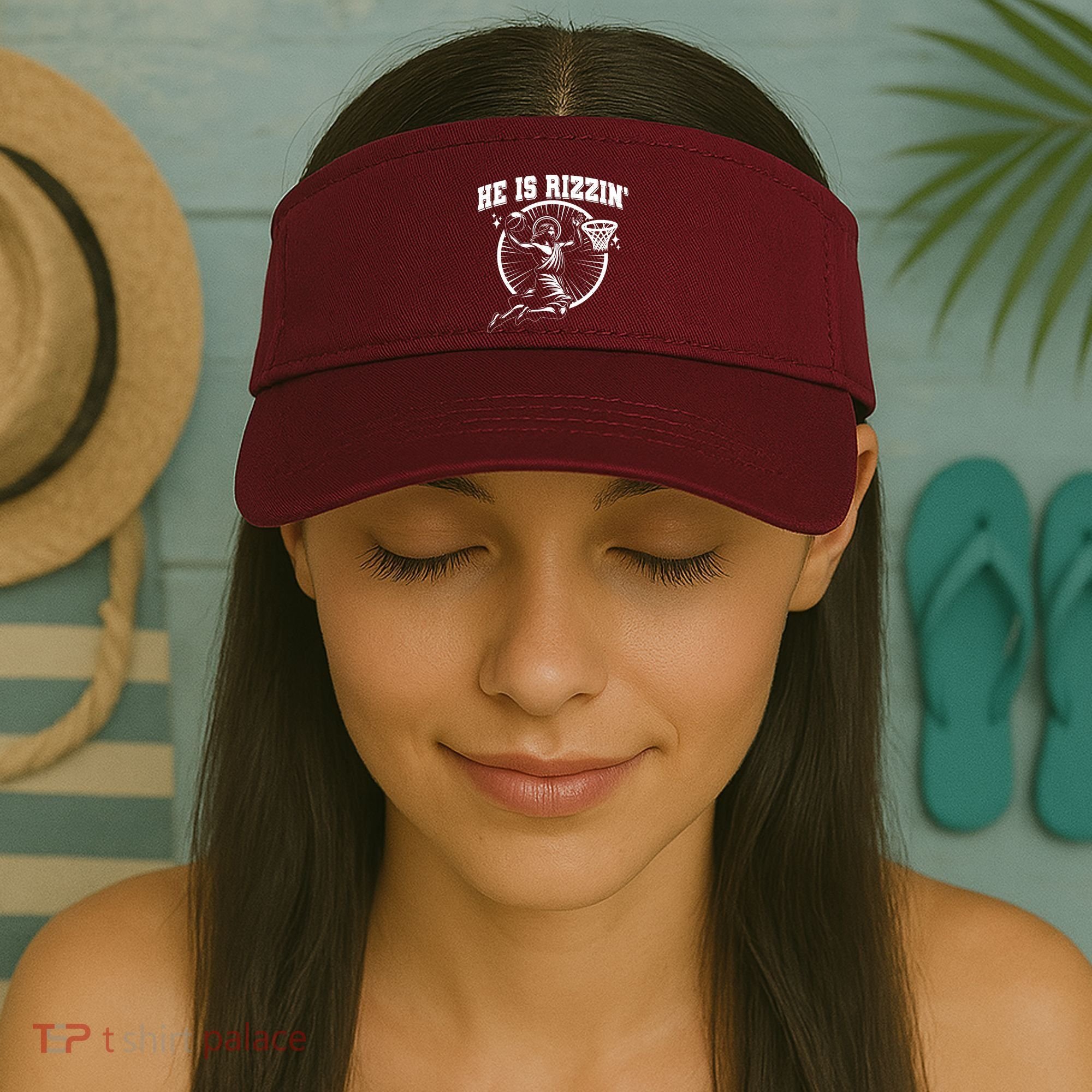 Easter He Is Rizzin Jesus Basketball Visor