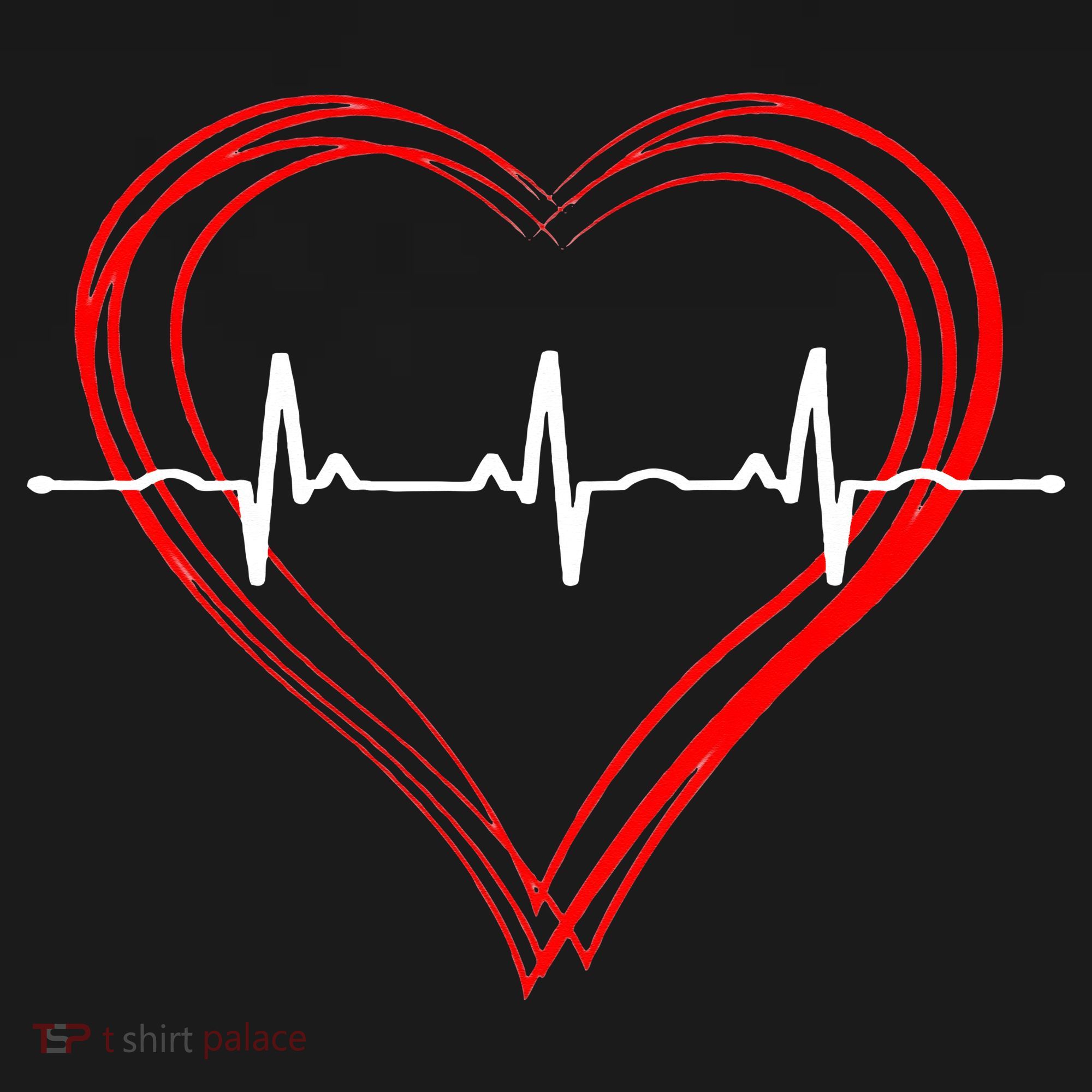 EKG Heartbeat Love Cardiogram Hollow ECG Heart T-Shirt