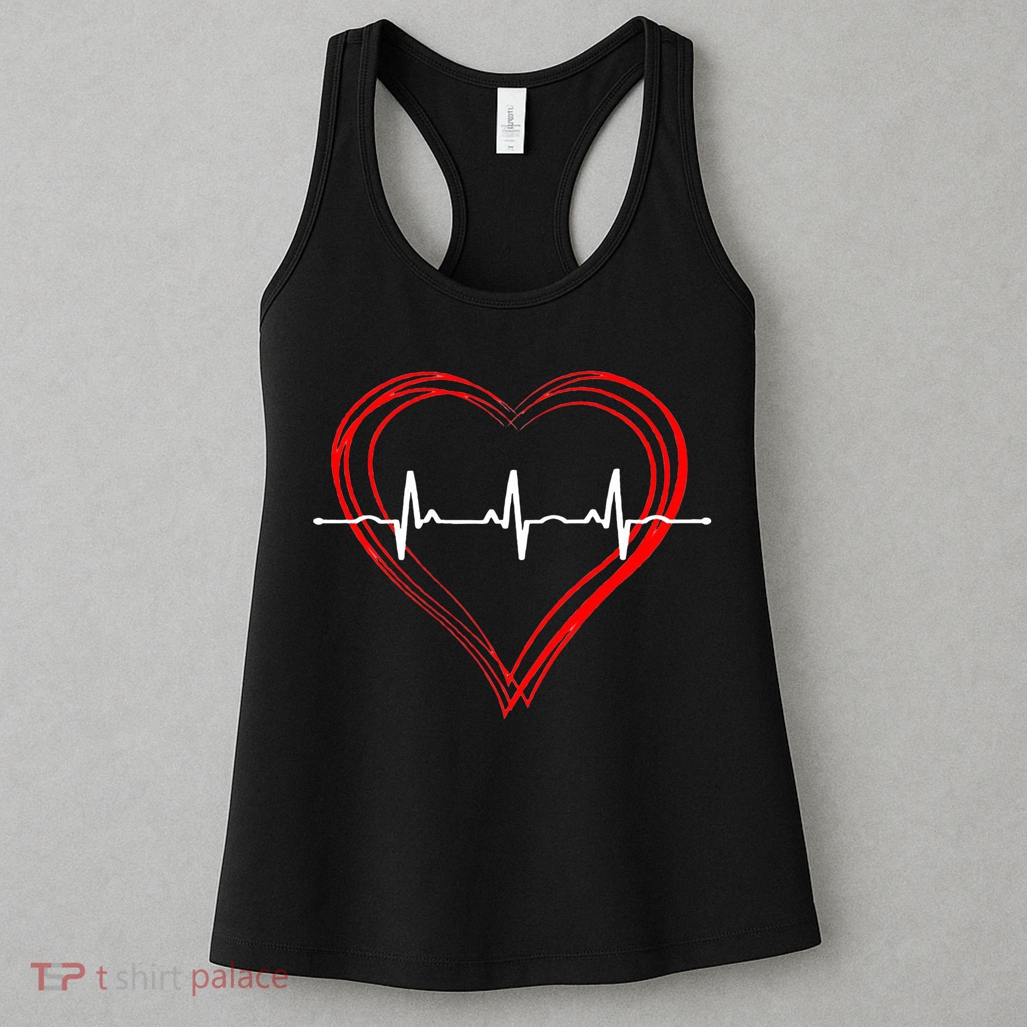 EKG Heartbeat Love Cardiogram Hollow ECG Heart Women's Tank Top
