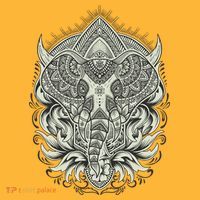 Elephant Head Mandala Pom Pom 12in Knit Beanie thumb 2