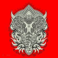 Elephant Head Mandala Santa Hat thumb 1