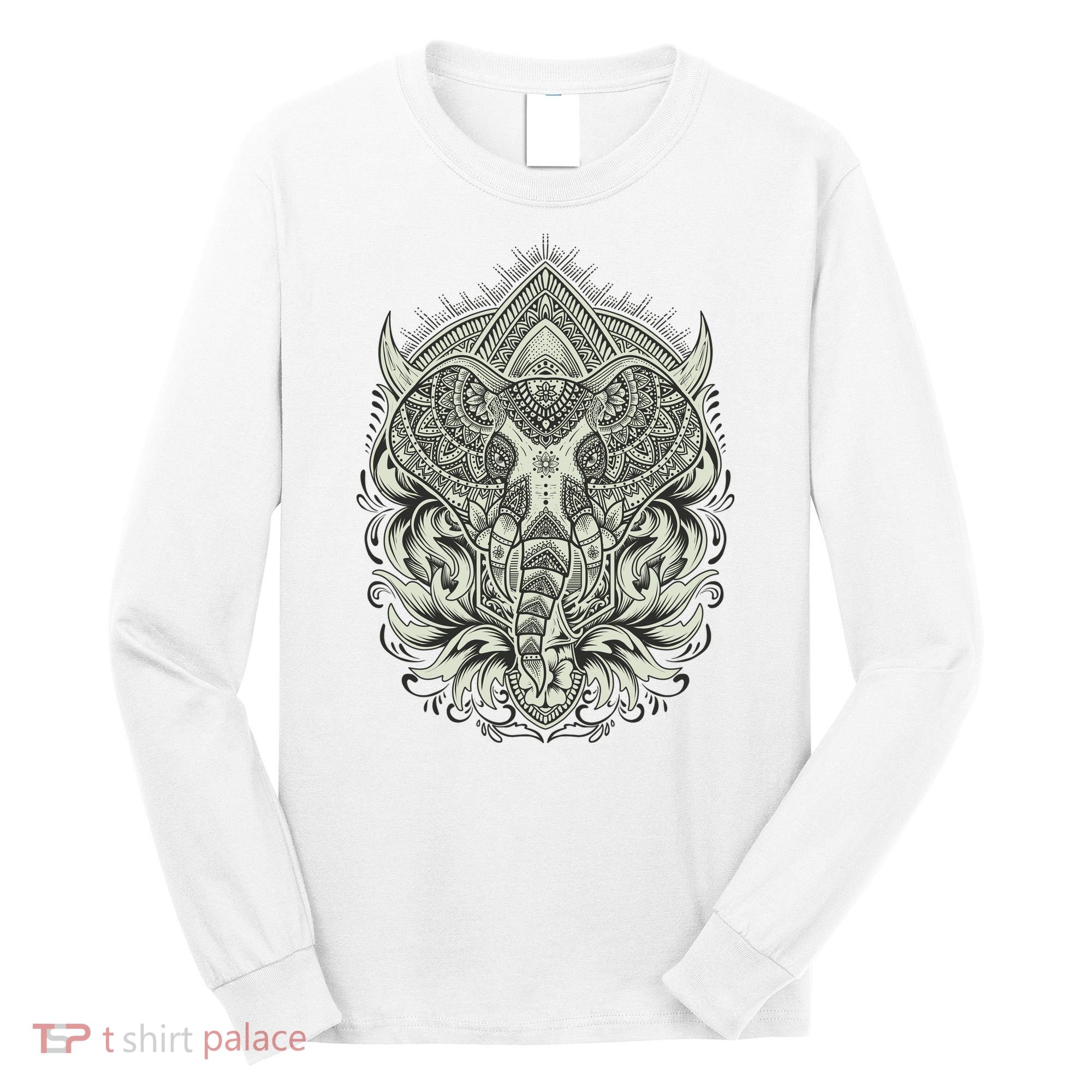 Elephant Head Mandala Long Sleeve Shirt