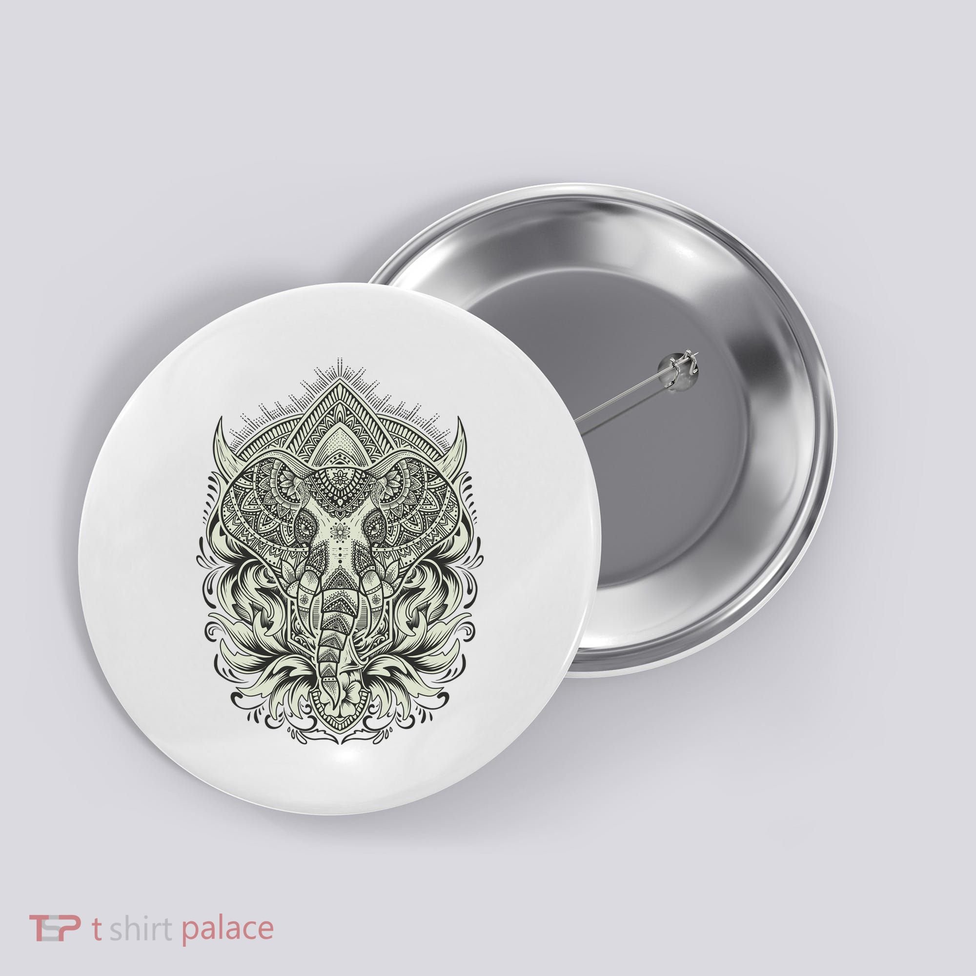 Elephant Head Mandala Button