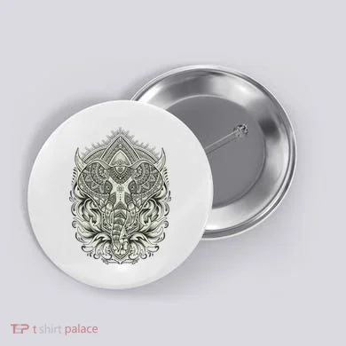 Elephant Head Mandala Button