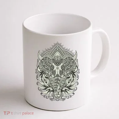 Elephant Head Mandala Coffee Mug back