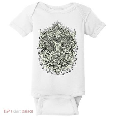 Elephant Head Mandala Baby Bodysuit