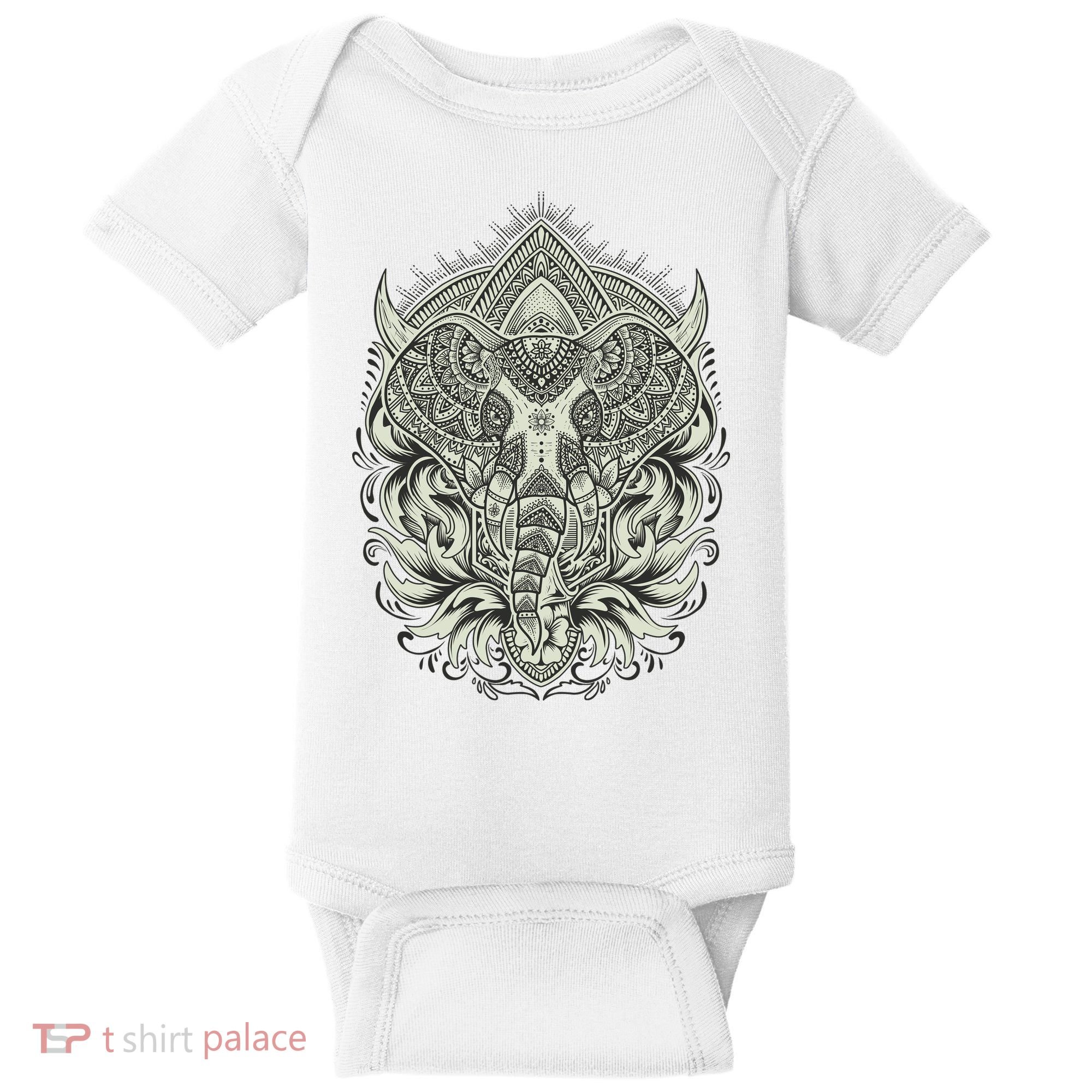 Elephant Head Mandala Baby Bodysuit