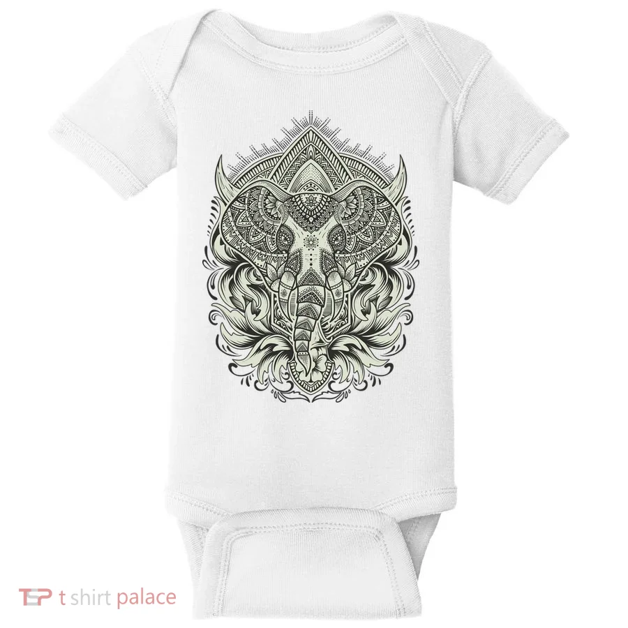 Elephant Head Mandala Baby Bodysuit