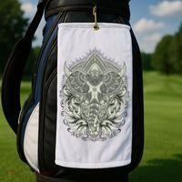 Elephant Head Mandala Golf Towel thumb 2