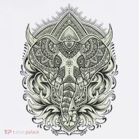 Elephant Head Mandala Golf Towel thumb 3