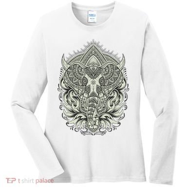 Elephant Head Mandala Women's Long Sleeve Shirt