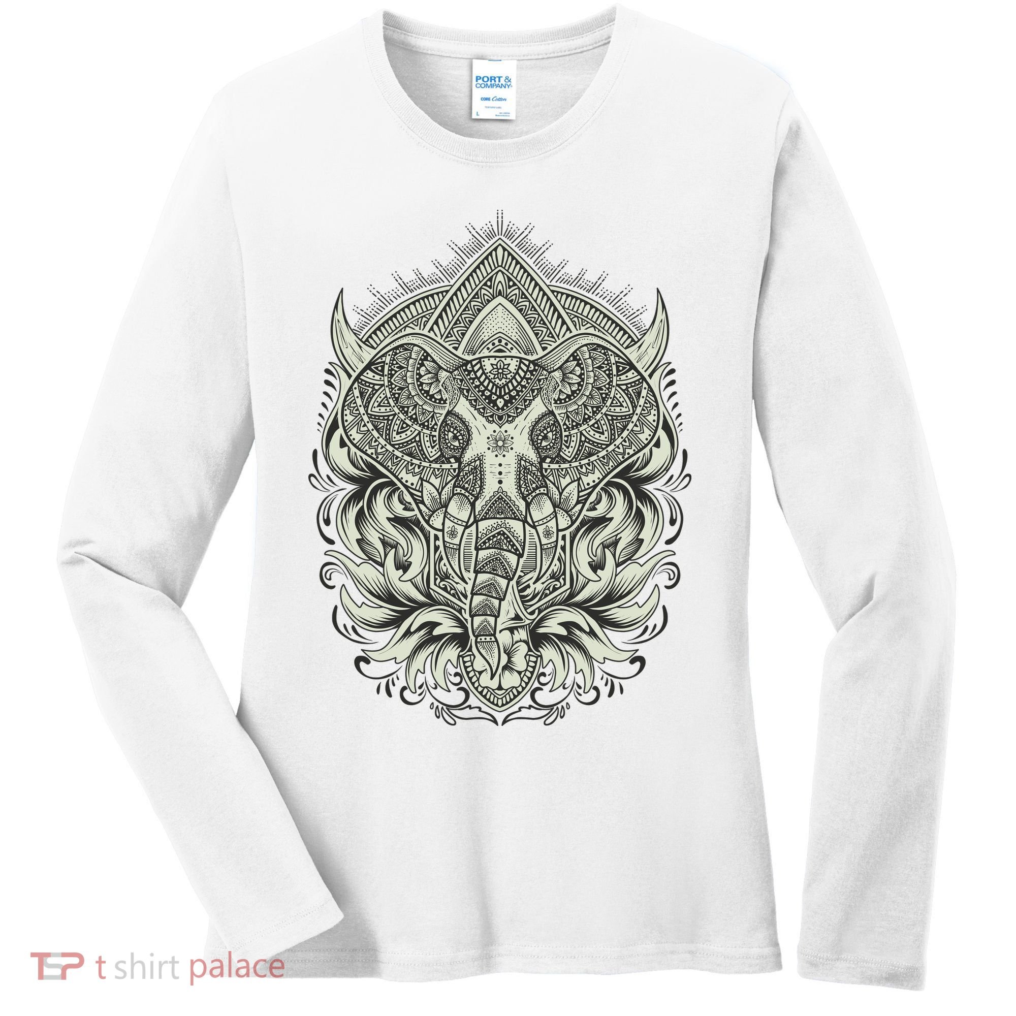Elephant Head Mandala Women's Long Sleeve Shirt