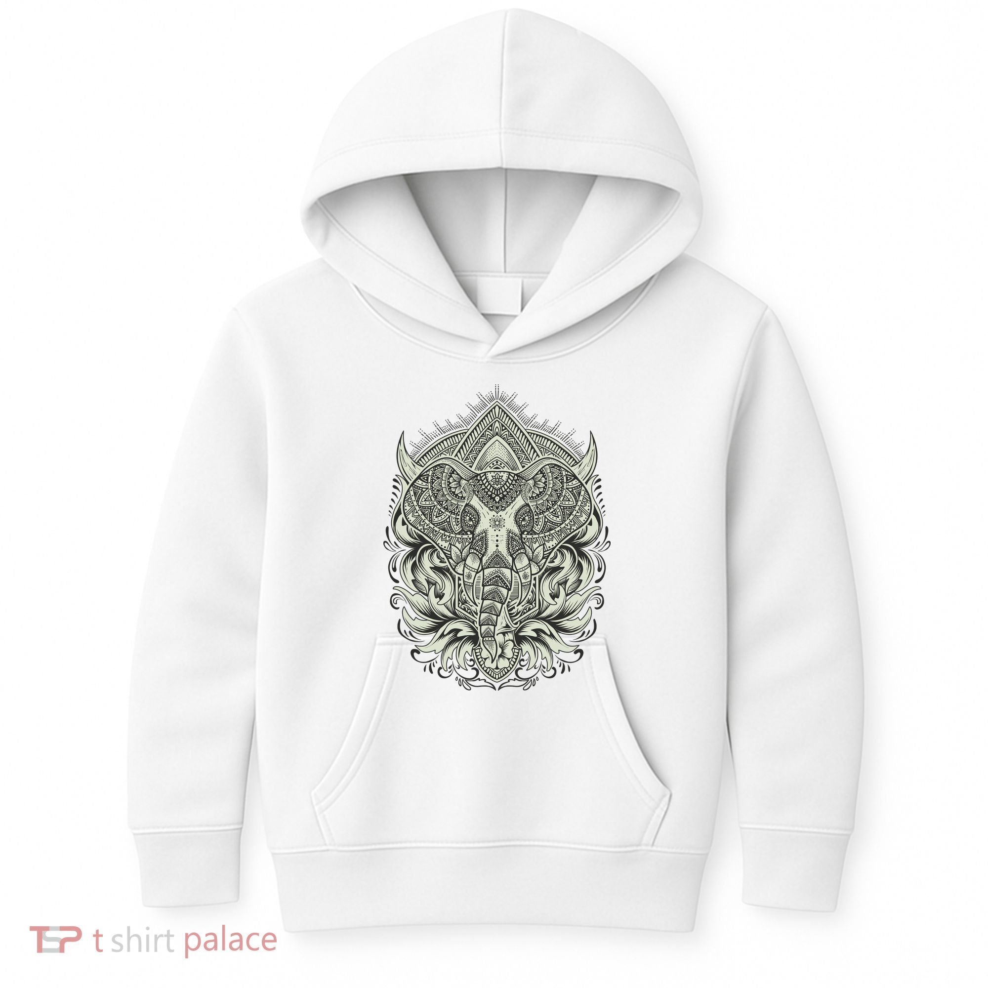 Elephant Head Mandala Kids Hoodie