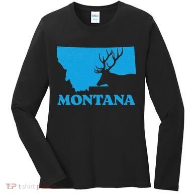 Elk Hunting Montana Deer Elk Hunter Mt State Women's Long Sleeve Shirt