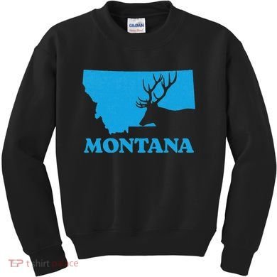 Elk Hunting Montana Deer Elk Hunter Mt State Kids Sweatshirt