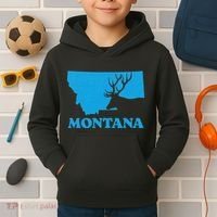 Elk Hunting Montana Deer Elk Hunter Mt State Kids Hoodie thumb 2