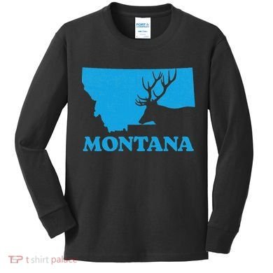 Elk Hunting Montana Deer Elk Hunter Mt State Kids Long Sleeve Shirt