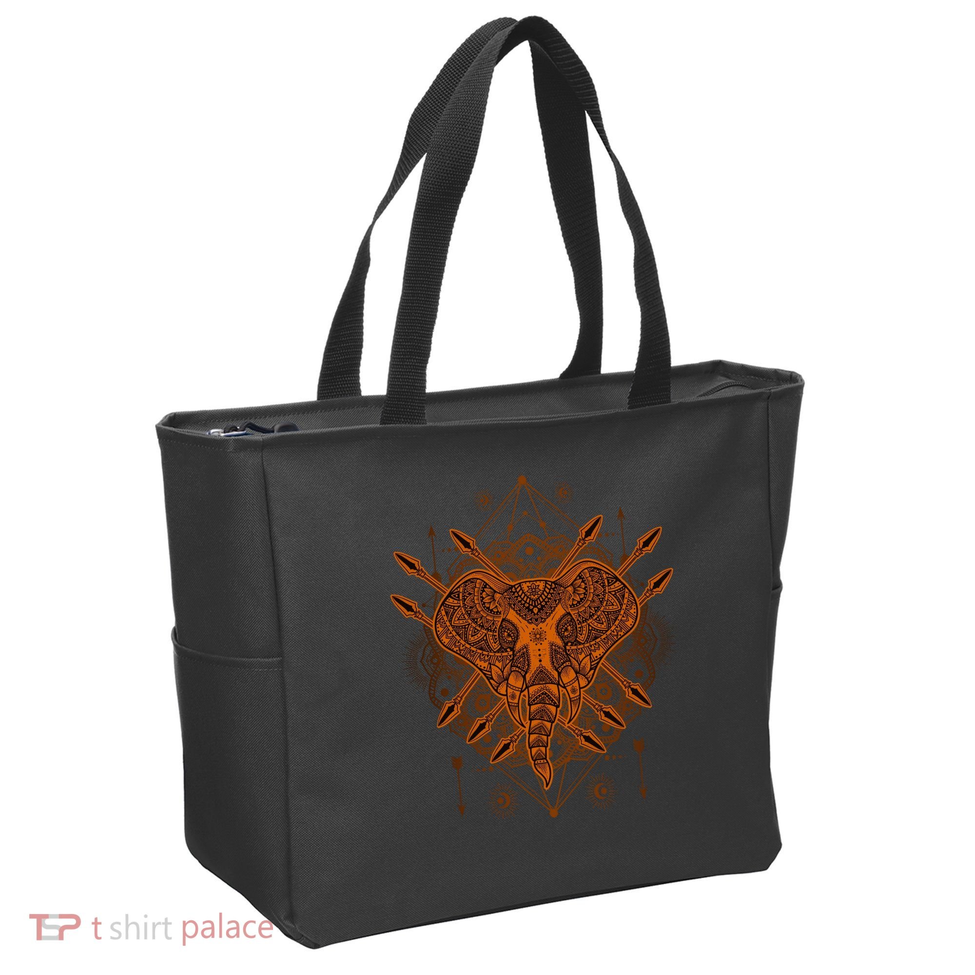 Elephant Head Mandala Tote Bag