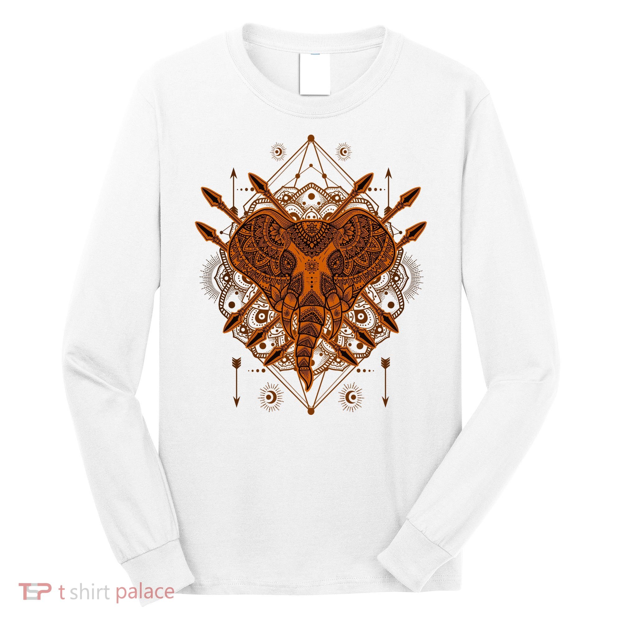 Elephant Head Mandala Long Sleeve Shirt