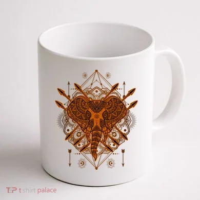 Elephant Head Mandala Coffee Mug back