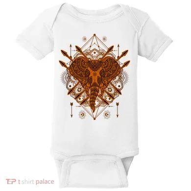 Elephant Head Mandala Baby Bodysuit