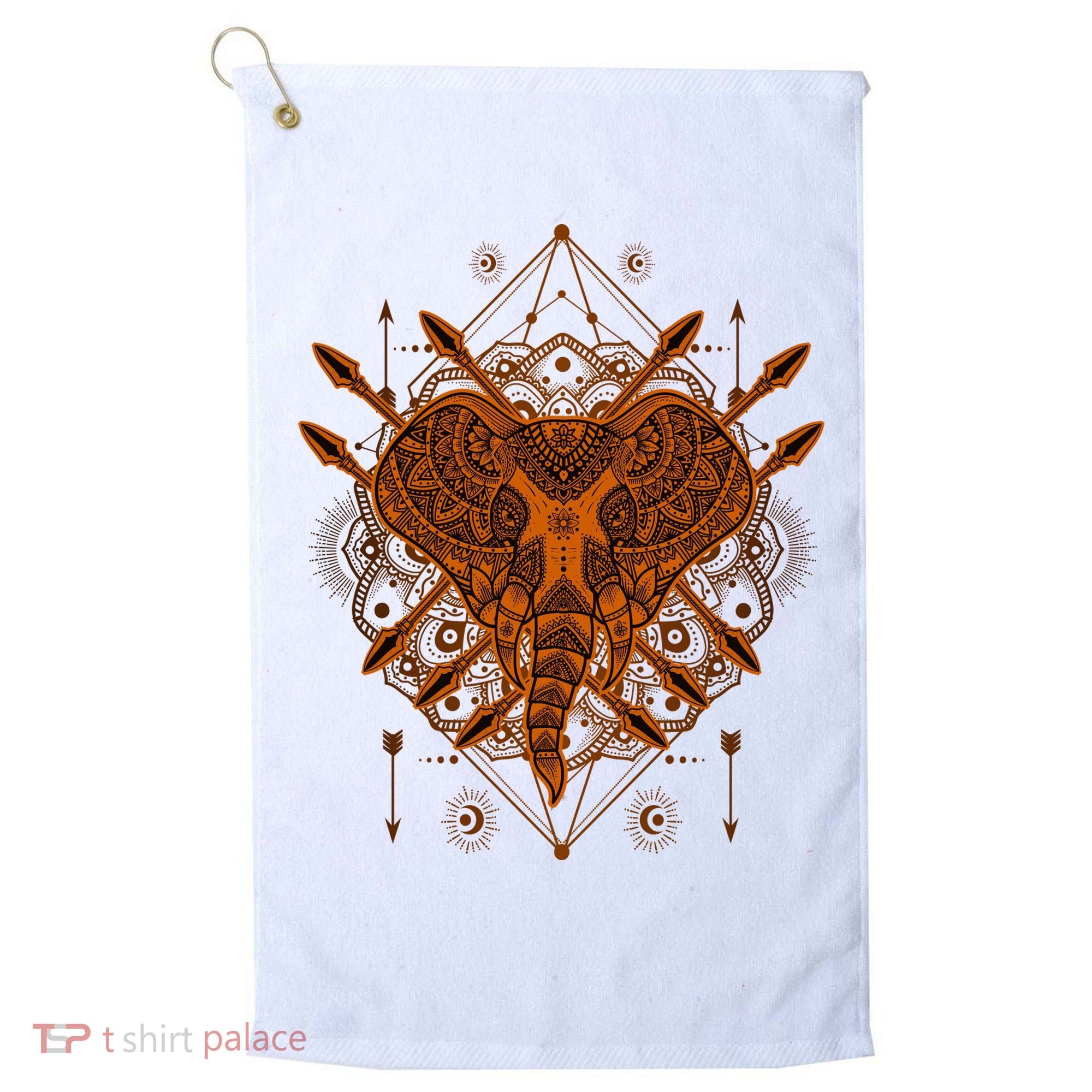 Elephant Head Mandala Golf Towel