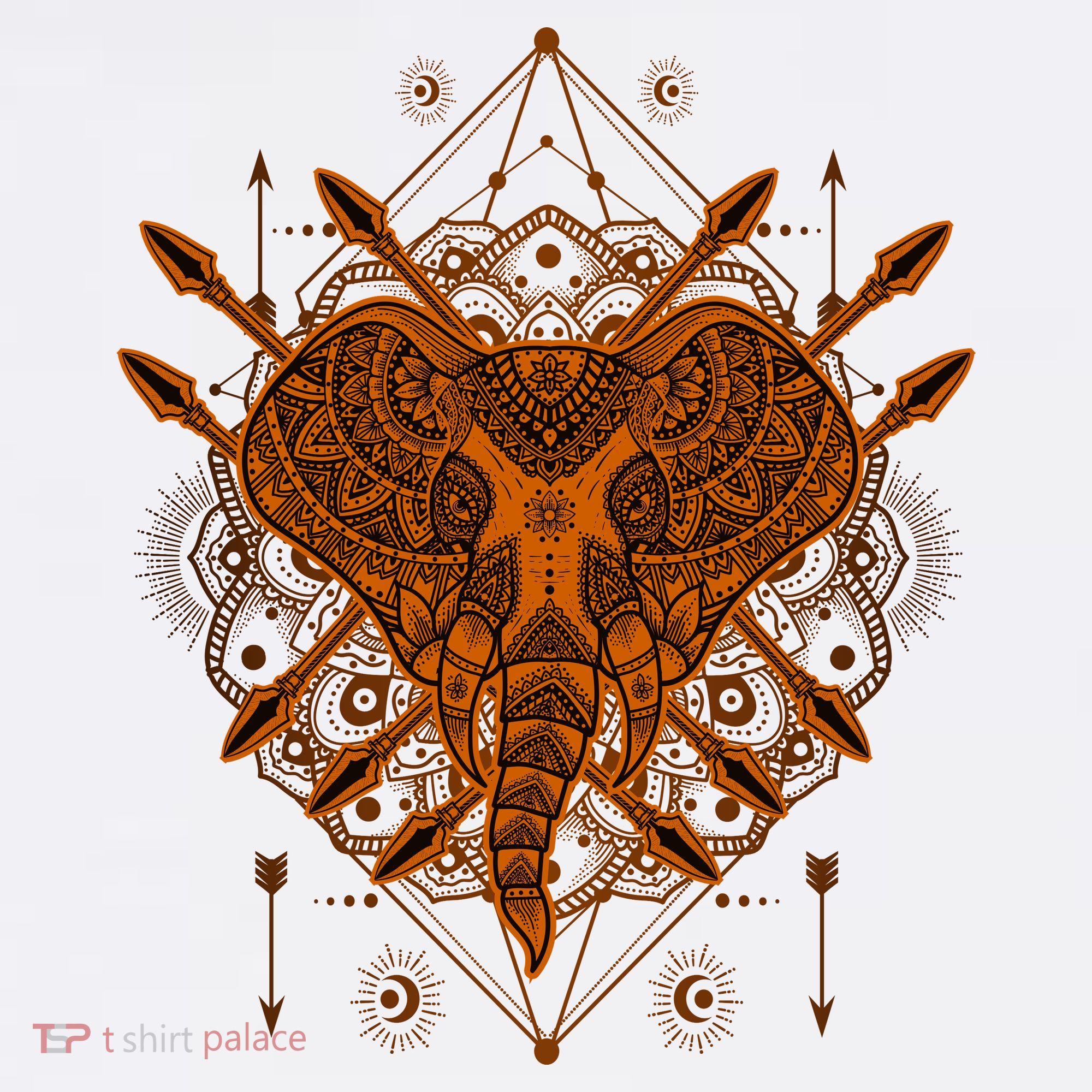 Elephant Head Mandala Golf Towel