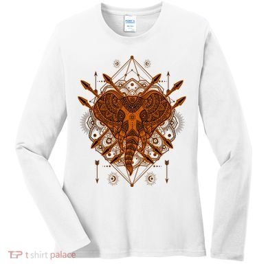 Elephant Head Mandala Women's Long Sleeve Shirt