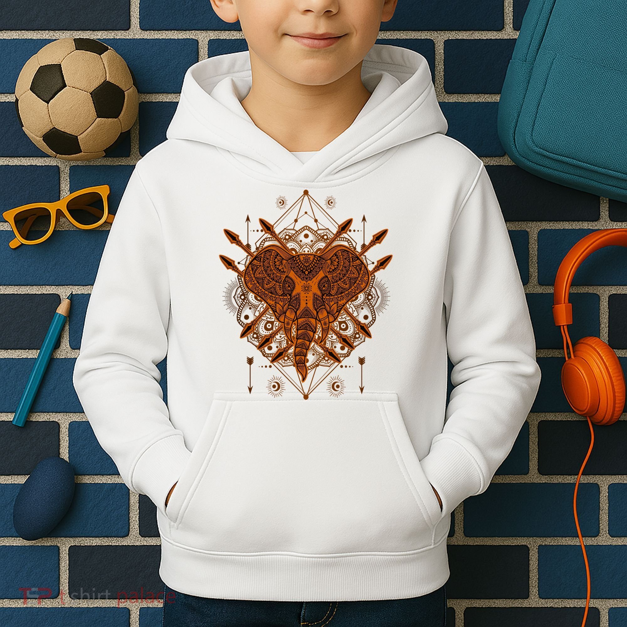 Elephant Head Mandala Kids Hoodie