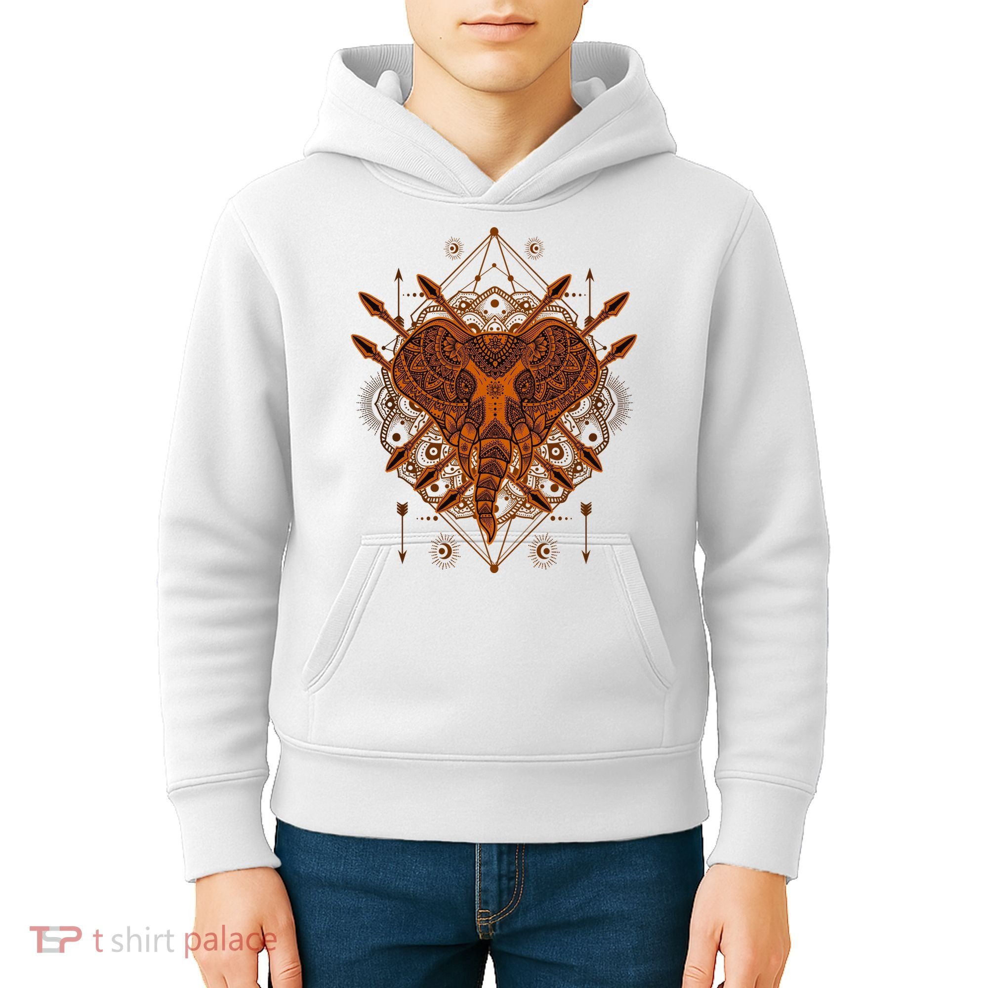Elephant Head Mandala Kids Hoodie