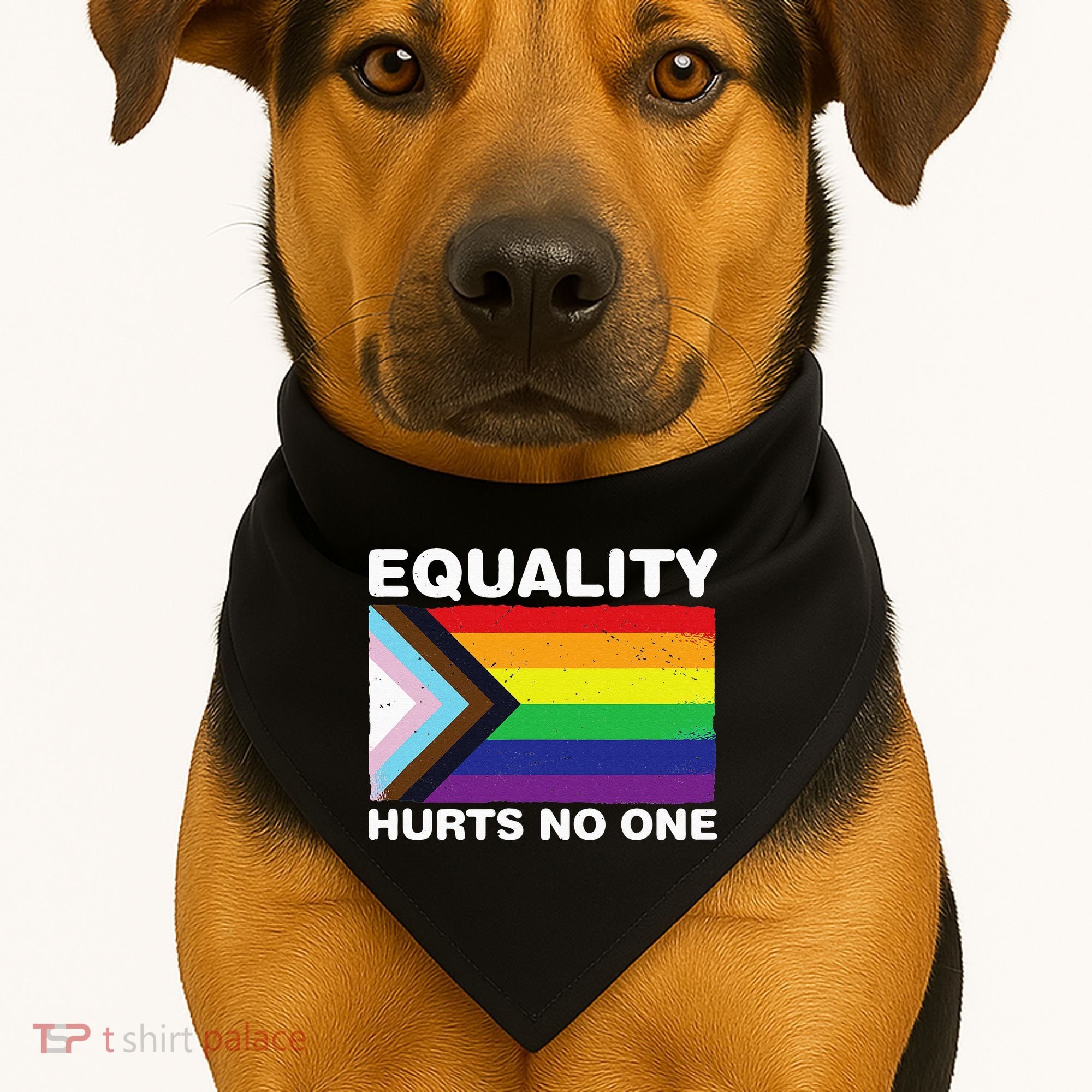 Equality Hurts No One Inclusive Progress Pride Flag USA-Made Doggie Bandana