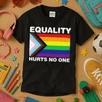 Equality Hurts No One Inclusive Progress Pride Flag Kids T-Shirt thumb 3