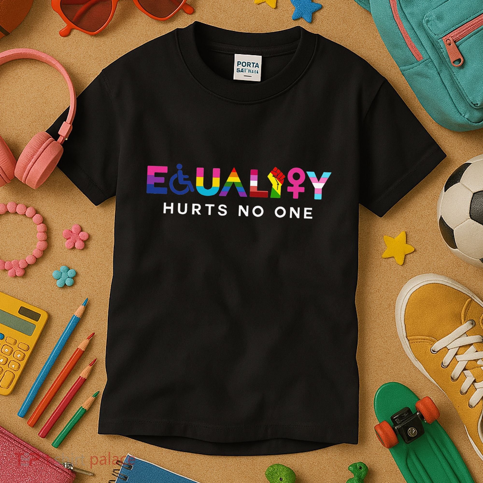 Equality Hurts No One LGBT Black Disabled  Right Kind Kids T-Shirt