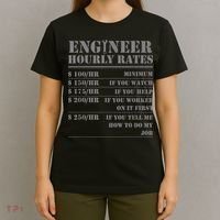 Engineer Hourly Rate Funny Engineering Mechanical Civil Gift T-Shirt thumb 4
