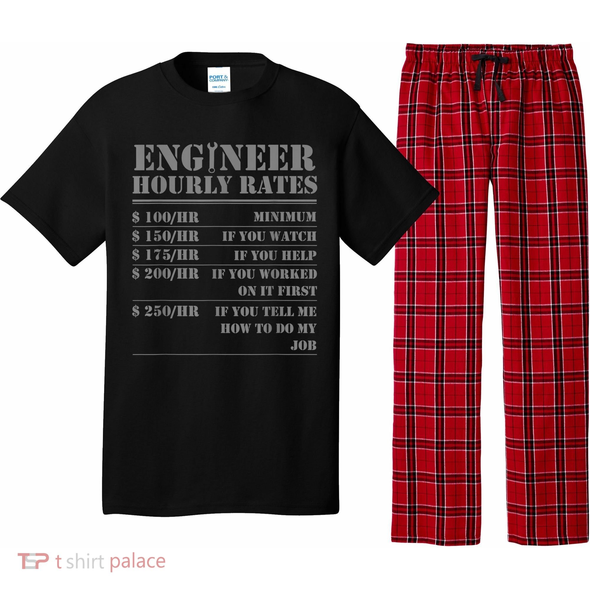 Engineer Hourly Rate Funny Engineering Mechanical Civil Gift Pajama Set