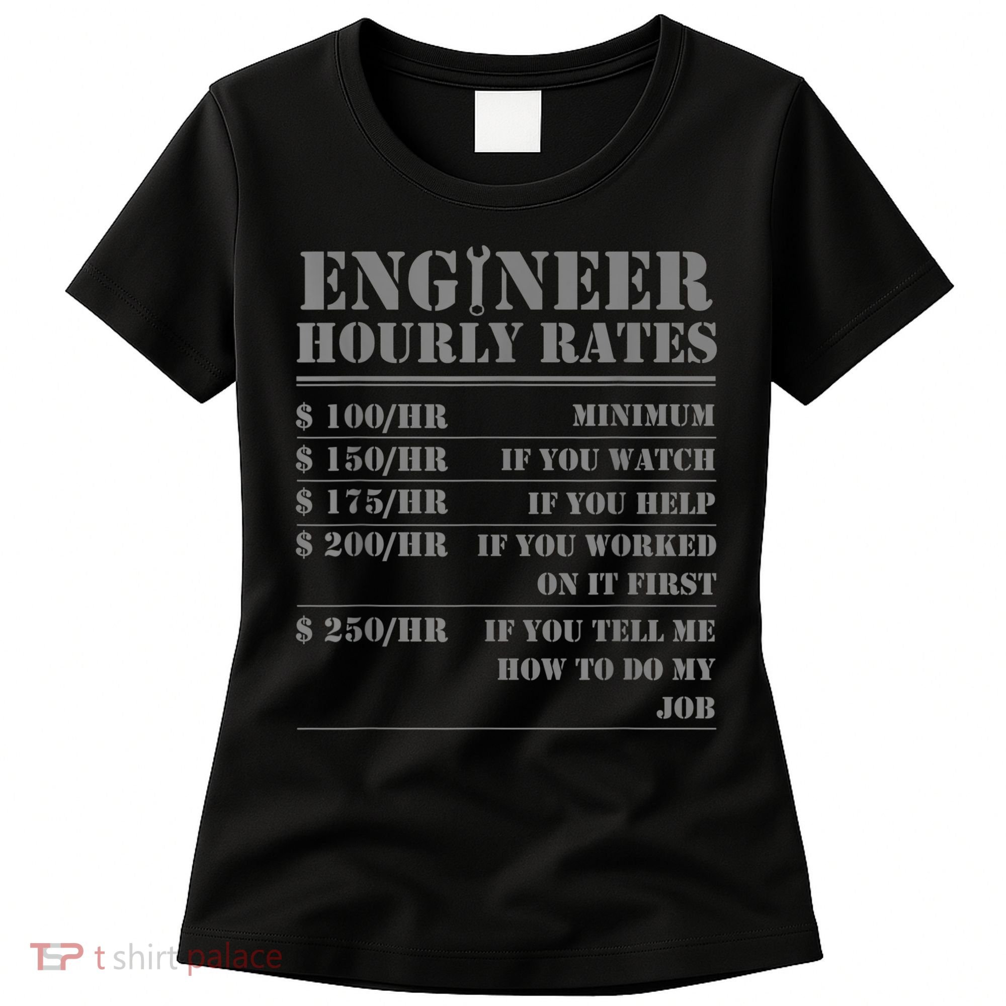 Engineer Hourly Rate Funny Engineering Mechanical Civil Gift Women's T-Shirt
