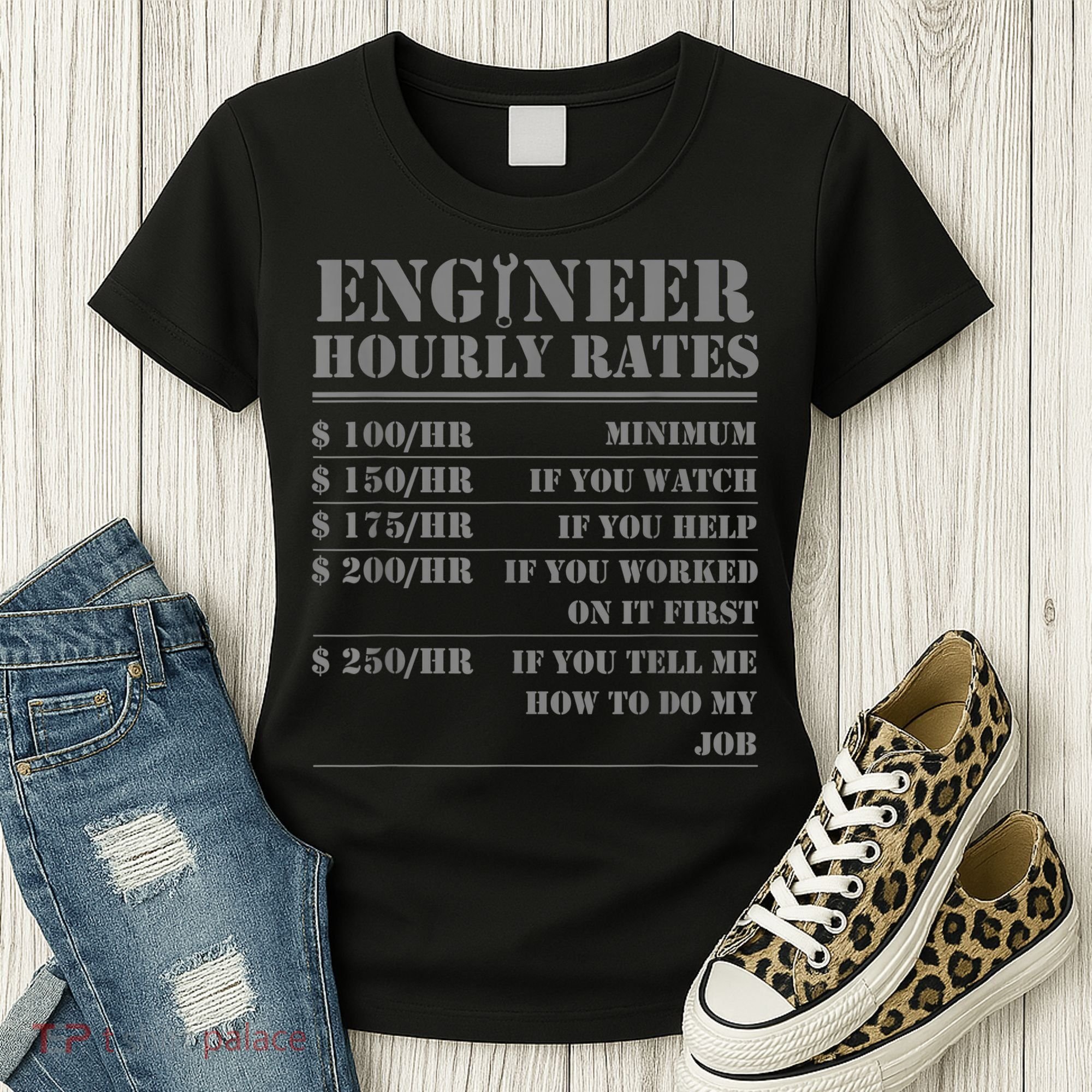 Engineer Hourly Rate Funny Engineering Mechanical Civil Gift Women's T-Shirt