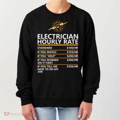 Electrician Hourly Rate Funny Women's Sweatshirt