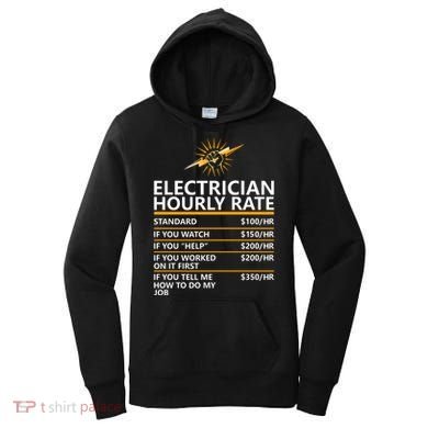 Electrician Hourly Rate Funny Women's Hoodie