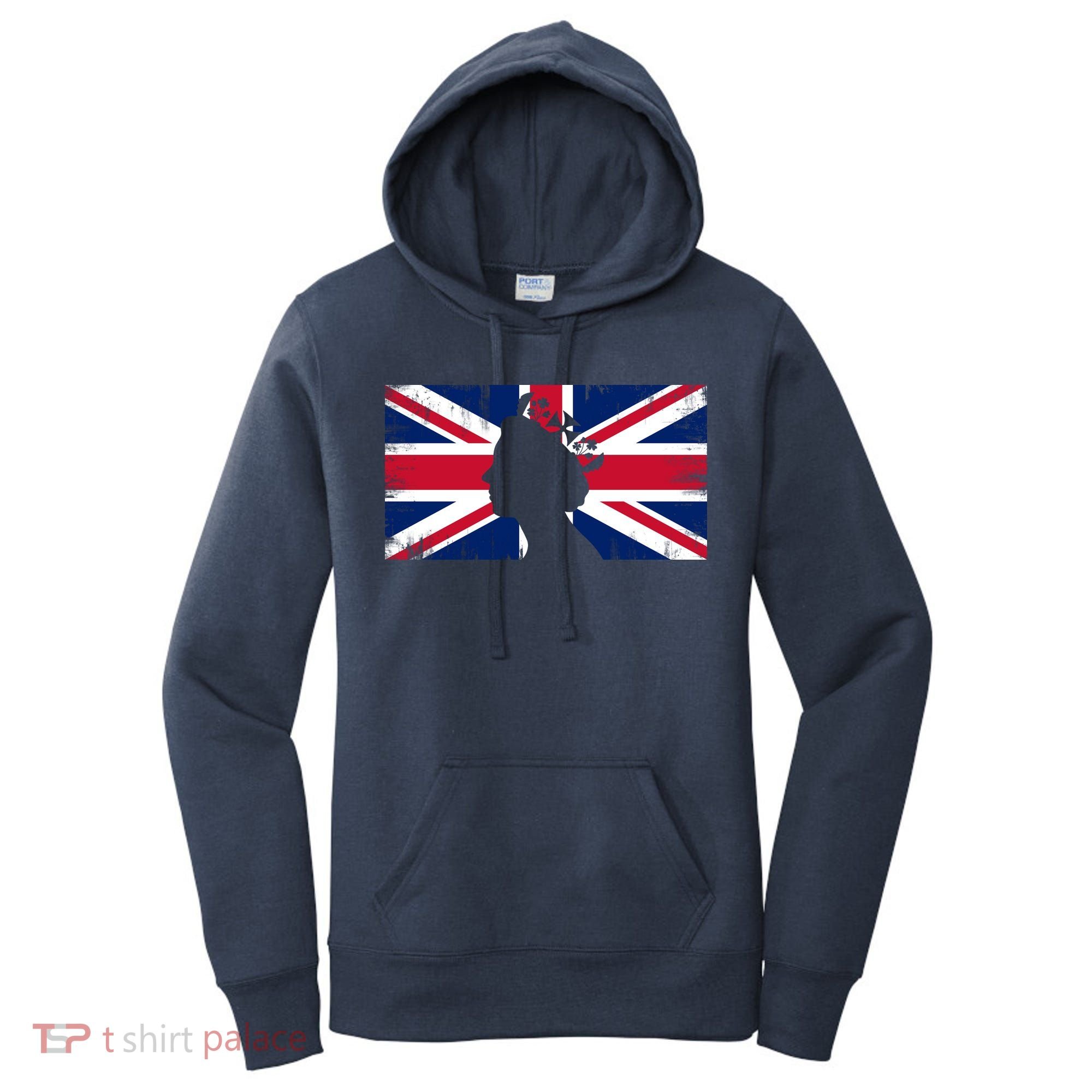 Elizabeth Her Royal Highness Queen Of England Flag Women's Hoodie