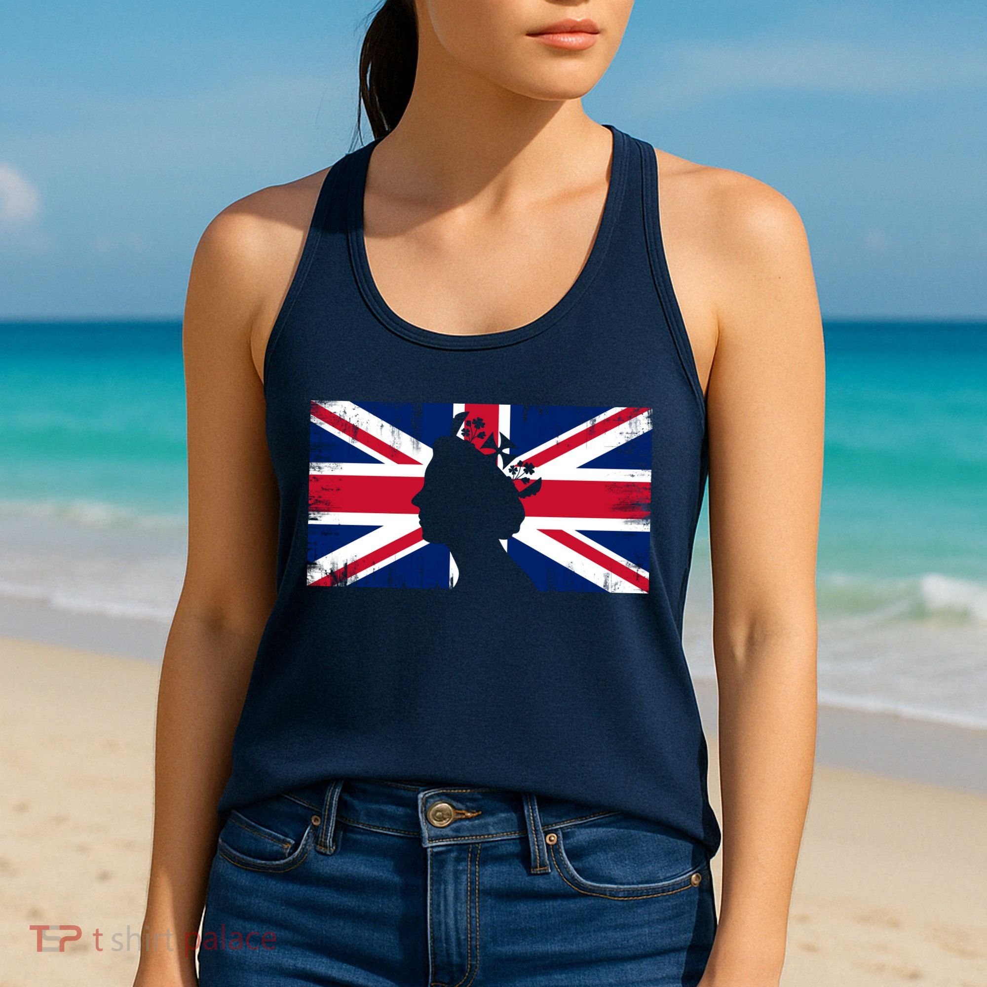 Elizabeth Her Royal Highness Queen Of England Flag Women's Tank Top