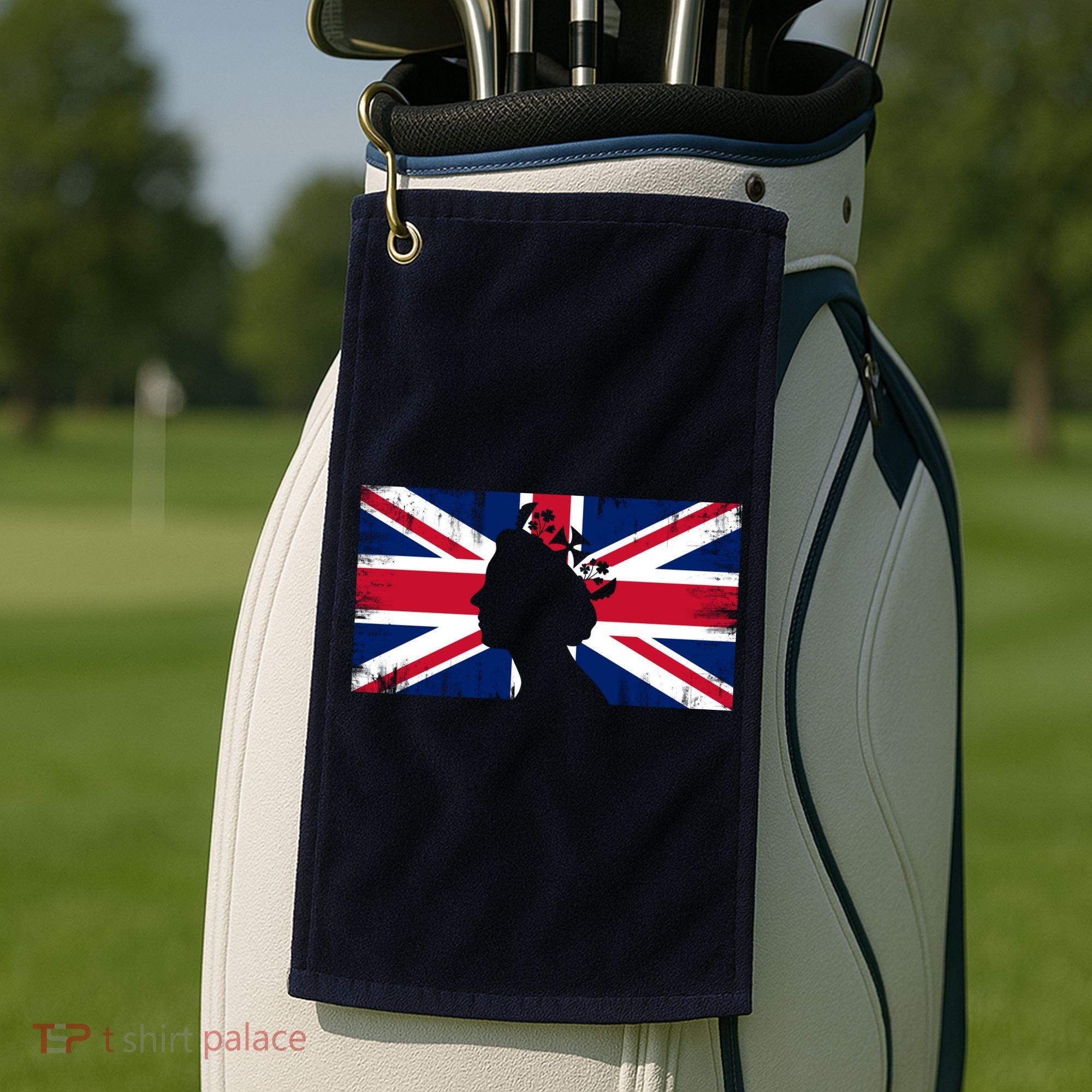 Elizabeth Her Royal Highness Queen Of England Flag Golf Towel