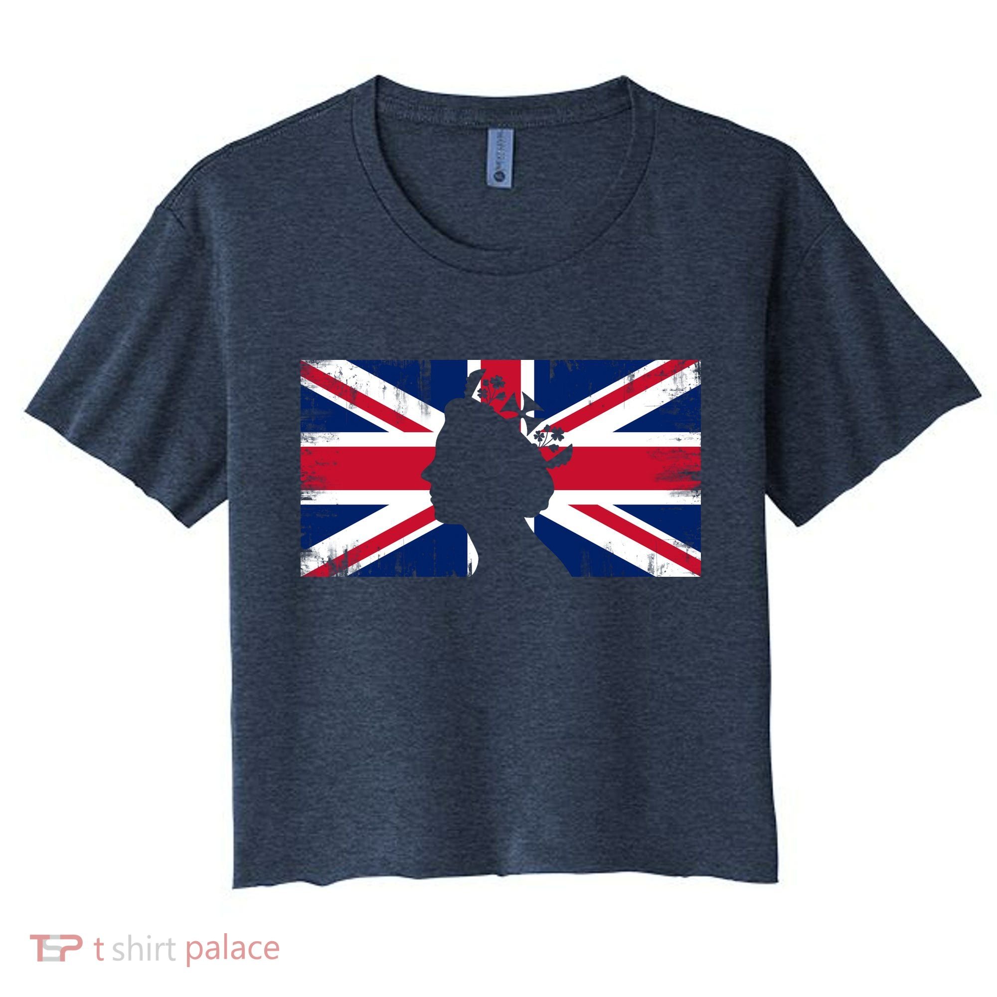 Elizabeth Her Royal Highness Queen Of England Flag Women's Crop Top Tee