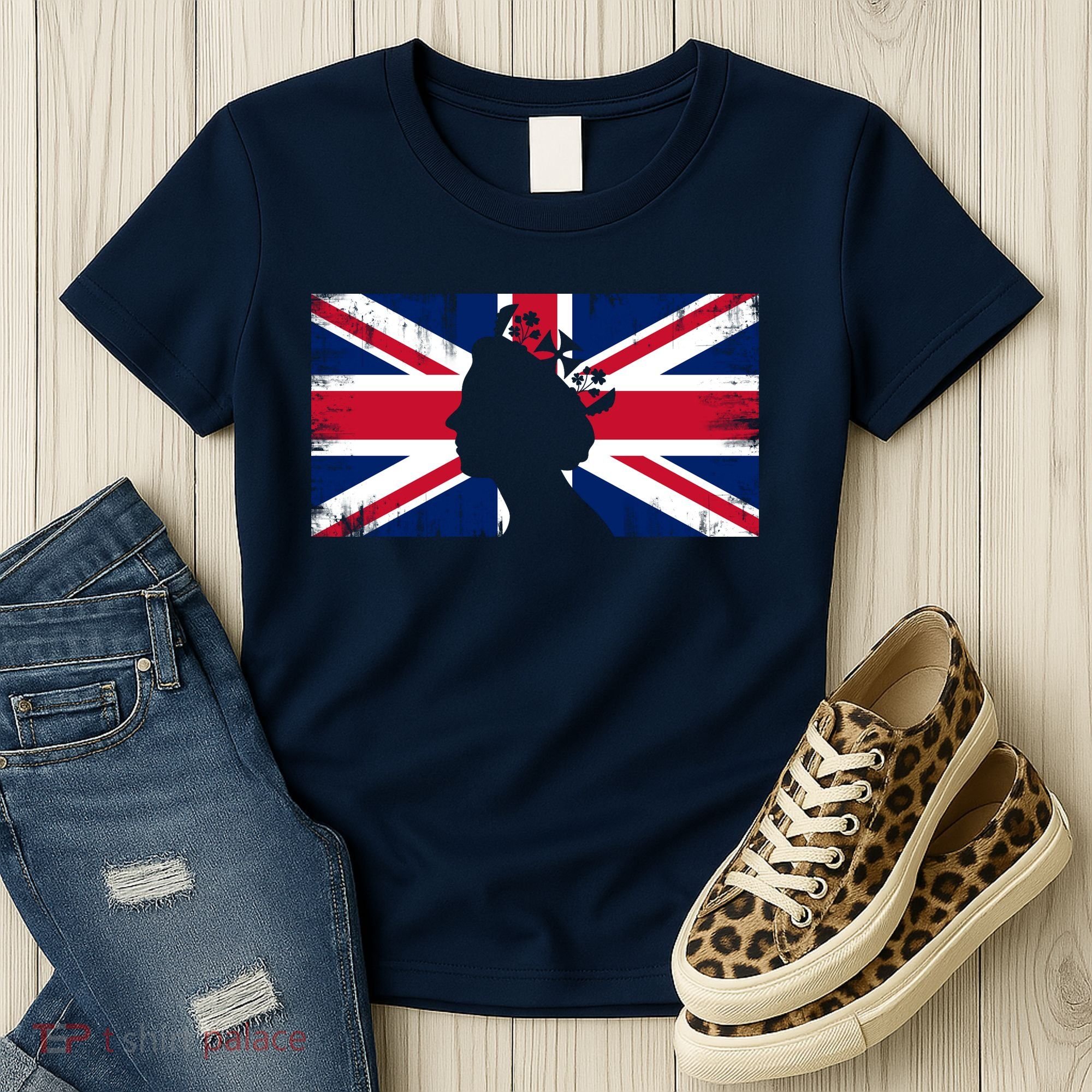 Elizabeth Her Royal Highness Queen Of England Flag Women's T-Shirt