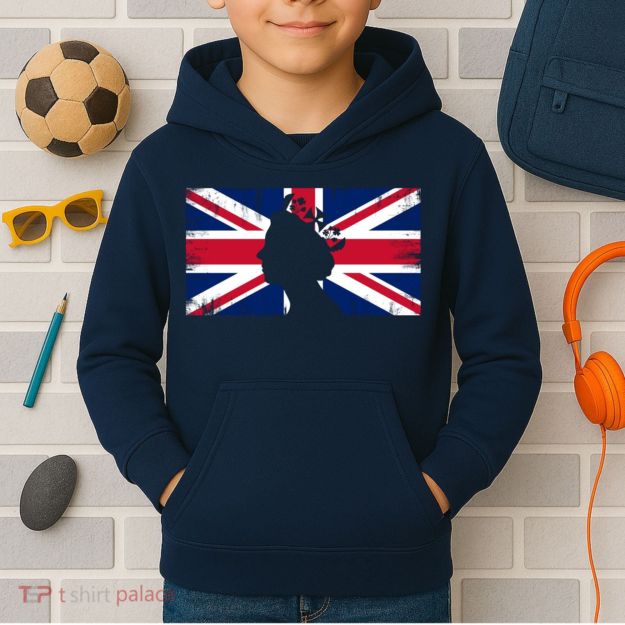 Elizabeth Her Royal Highness Queen Of England Flag Kids Hoodie