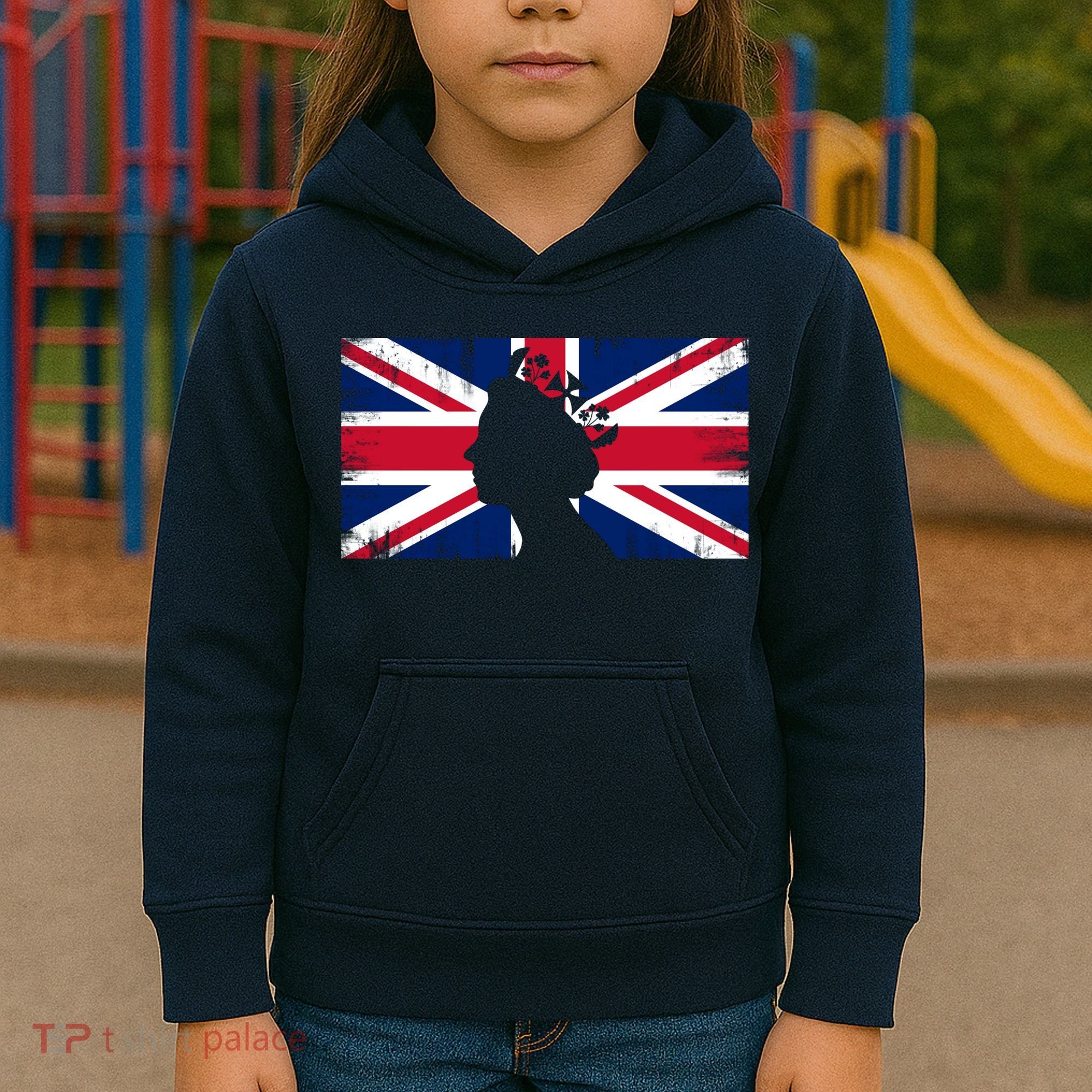Elizabeth Her Royal Highness Queen Of England Flag Kids Hoodie