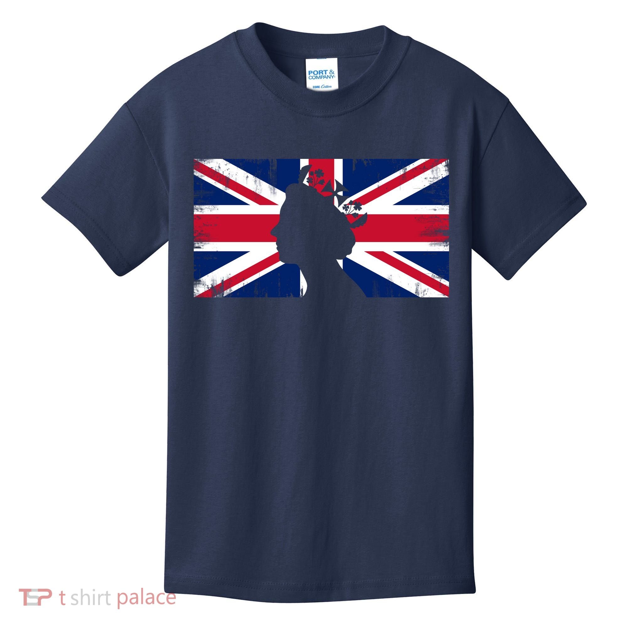 Elizabeth Her Royal Highness Queen Of England Flag Kids T-Shirt