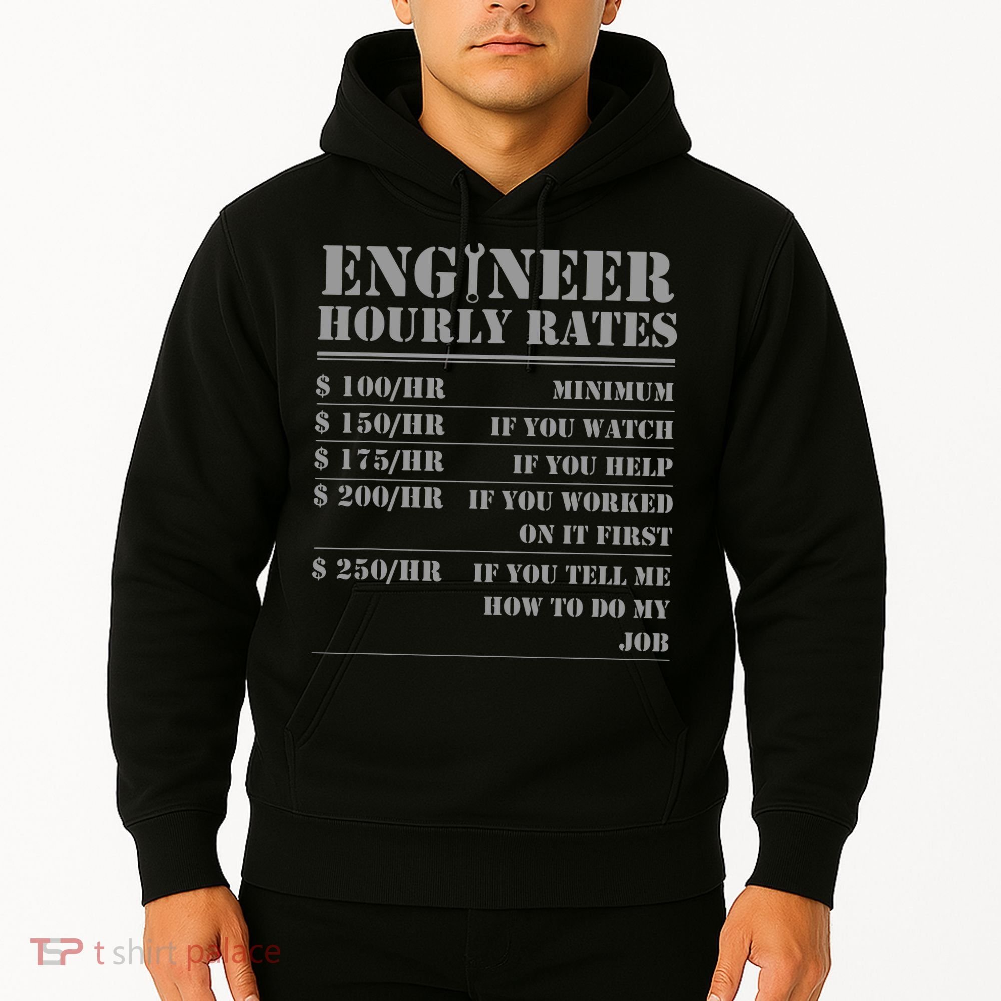 Engineer Hourly Rate Funny Engineering Mechanical Civil Gift Hoodie