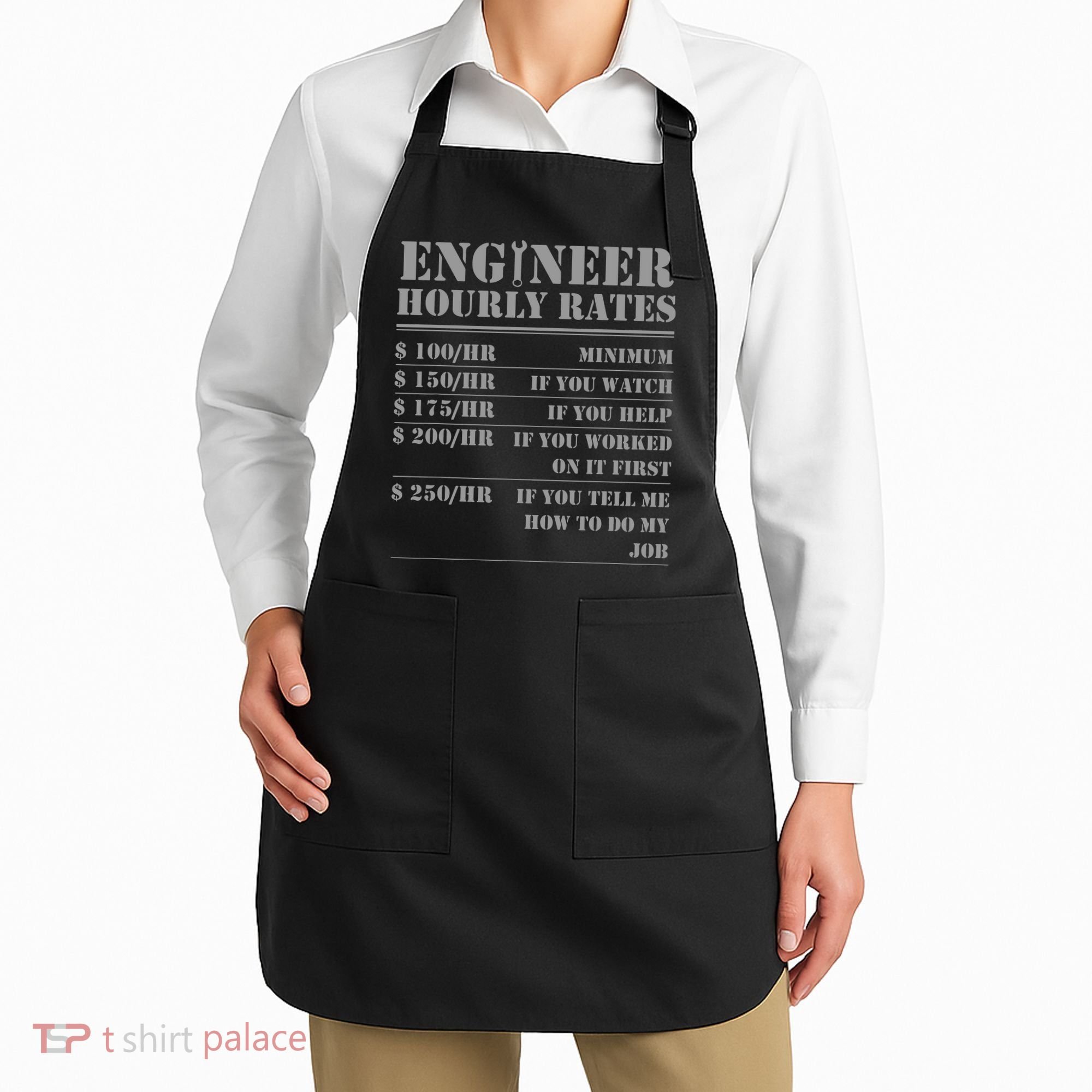 Engineer Hourly Rate Funny Engineering Mechanical Civil Gift Apron